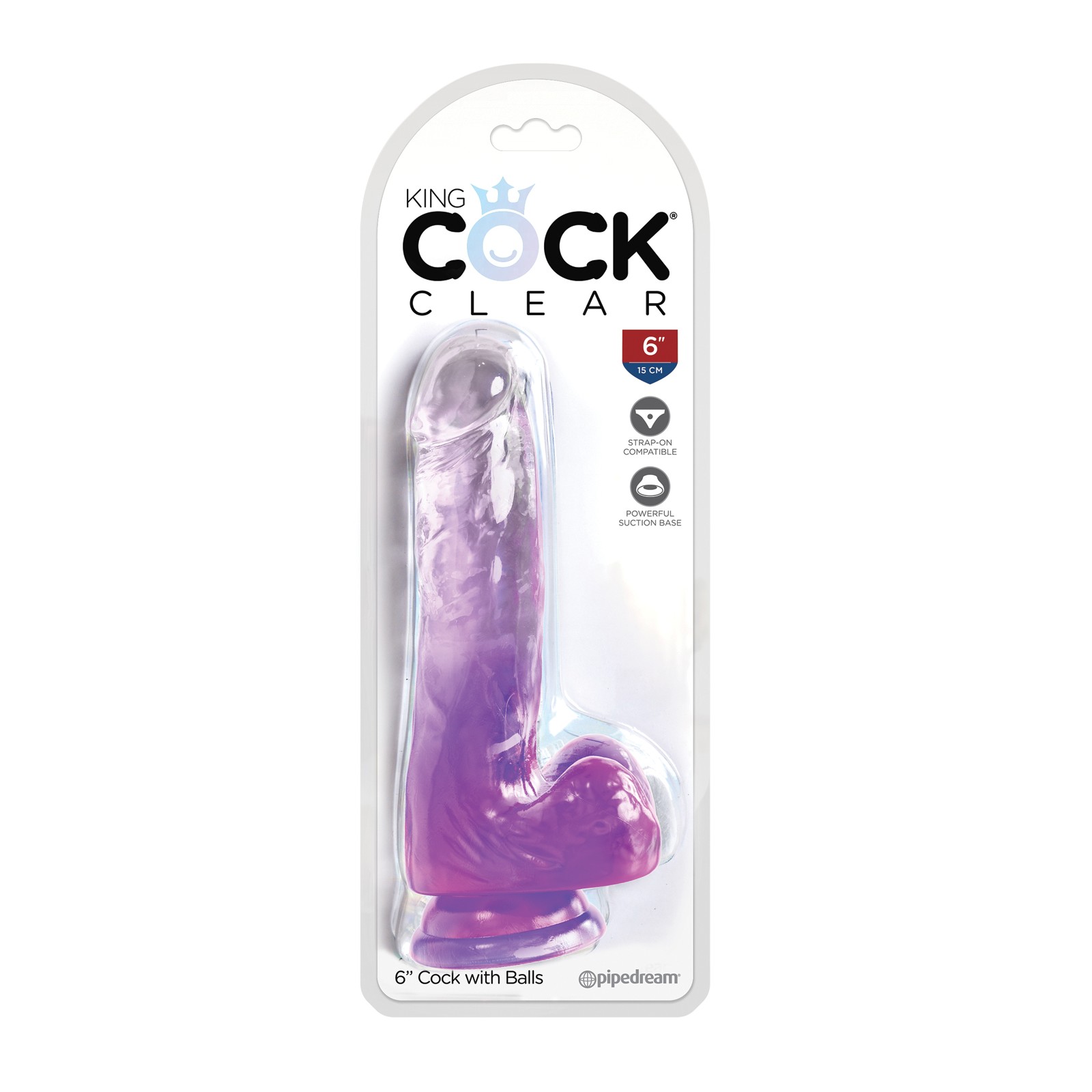 King Cock Dildo Transparente de 6 pulgadas con Testículos Púrpura