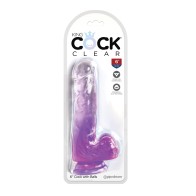 King Cock Clear 6 Inch Cock with Balls Purple