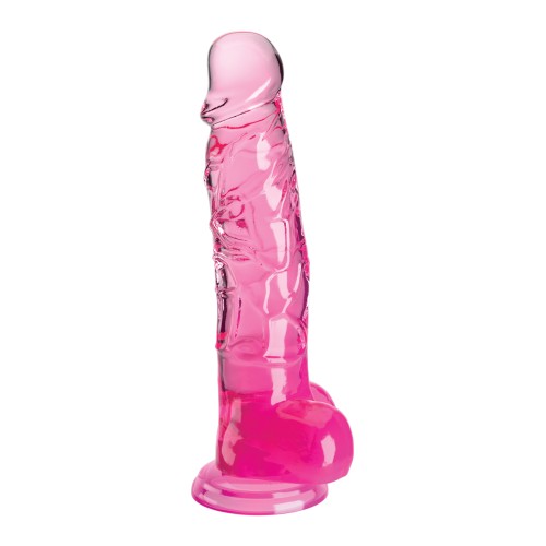 King Cock Clear 8 Inch Cock with Balls Pink