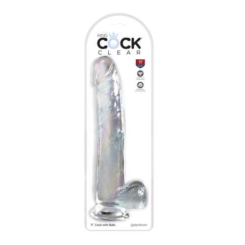 Dildo King Cock Claro de 11 Pulgadas con Testículos