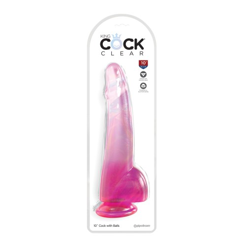 Dildo King Cock Clear de 10 Pulgadas con Base de Succión