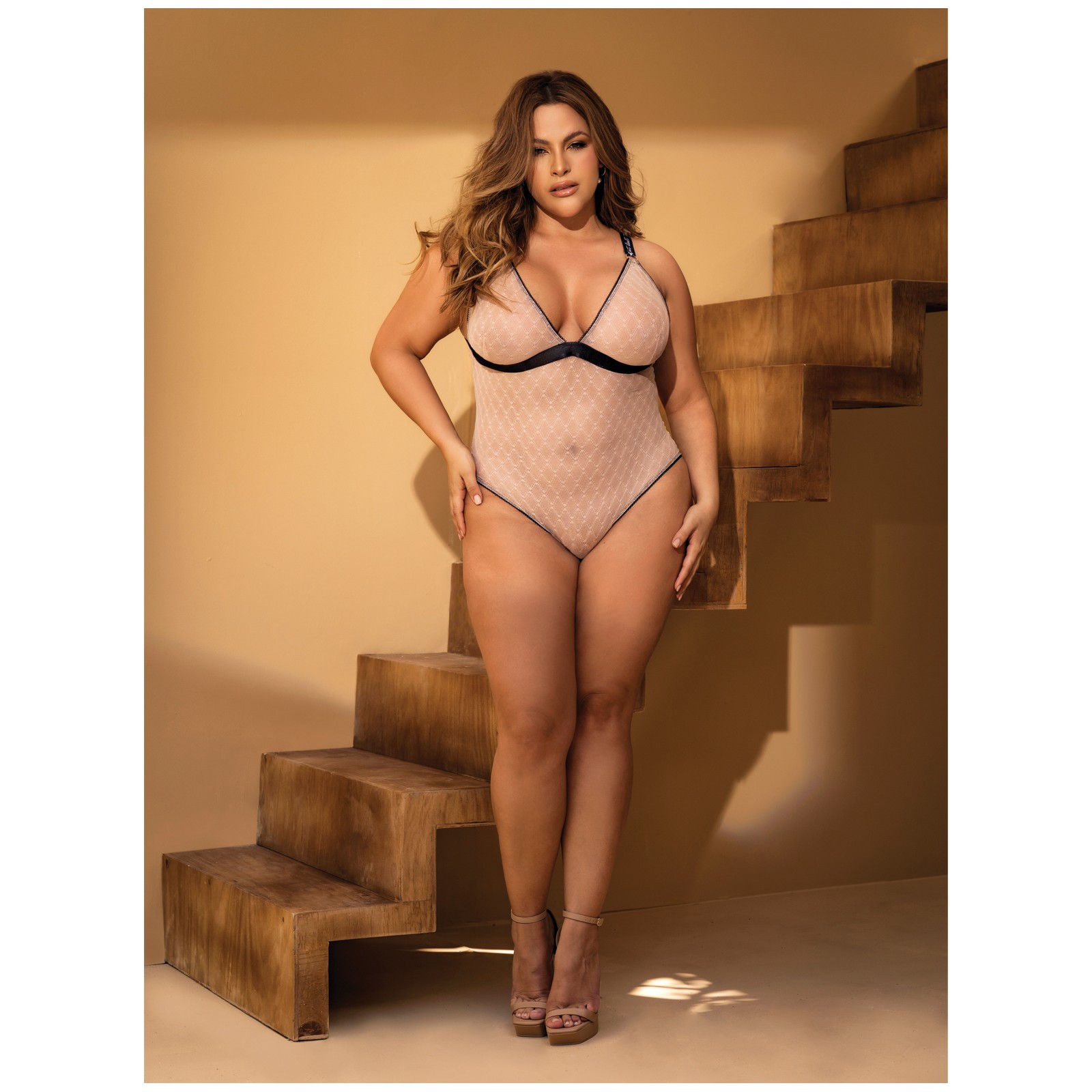 Body de Malla Diamante Nude/Negro 1X/2X