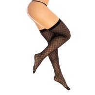 Diamond Mesh Thigh Highs Black - Elegant Lingerie