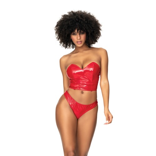 Wet Look Two In One Babydoll - Red Seduction