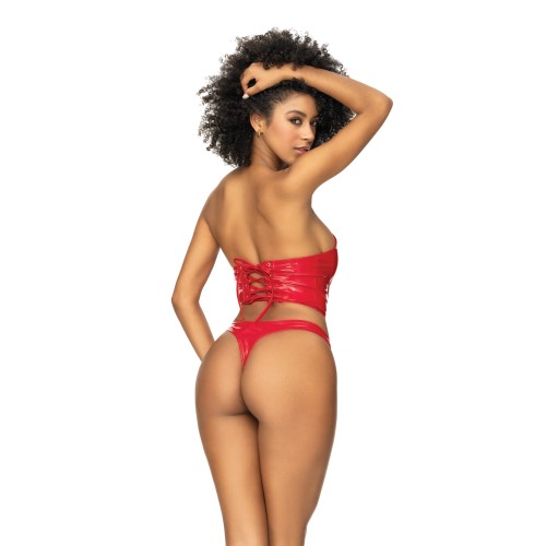 Wet Look Two In One Babydoll - Red Seduction