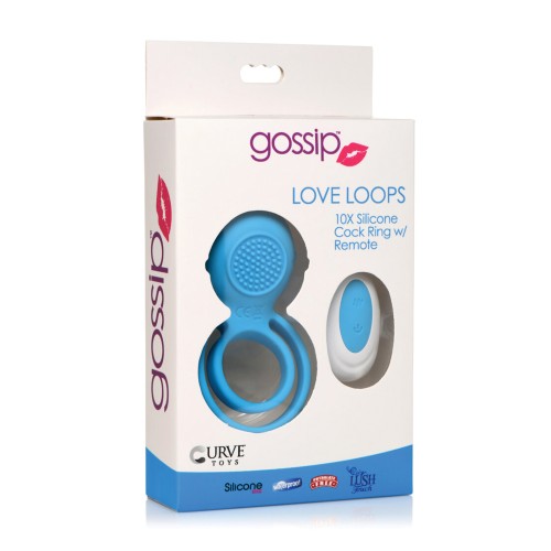 Curve Toys Gossip Love Loops Silicone Cock Ring with Remote for Enhanced Pleasure