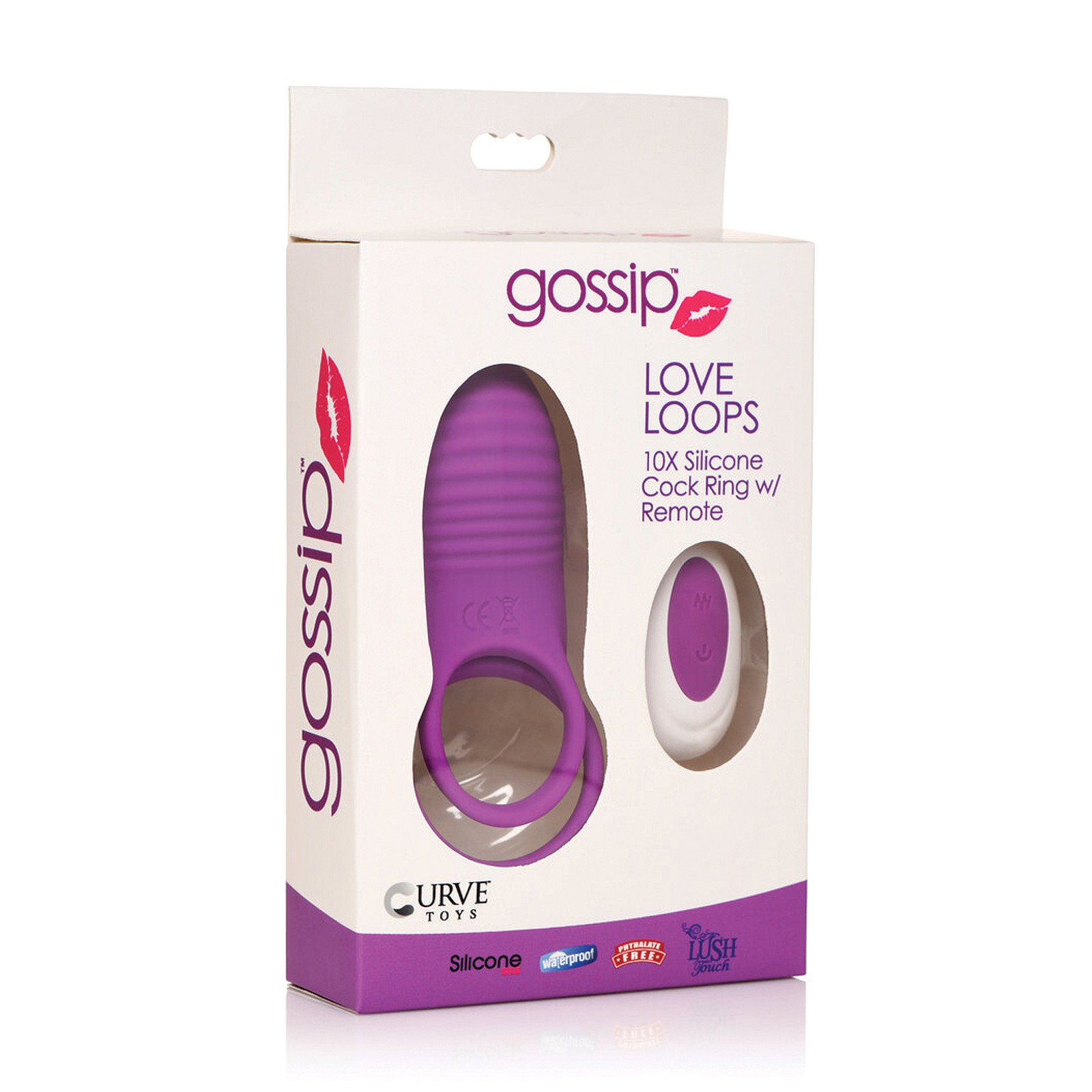 Curve Toys Gossip Love Loops 10X Vibrating Cock Ring with Remote