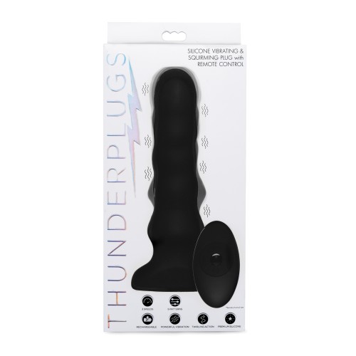 ThunderPlugs Silicone Vibrating & Squirming Plug with Remote - Black