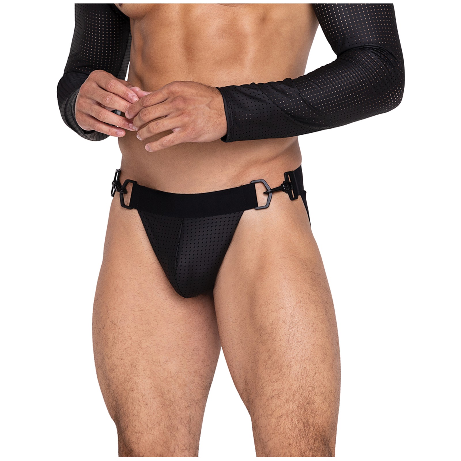 Master Jockstrap with Hook & Ring Closure - Black MD