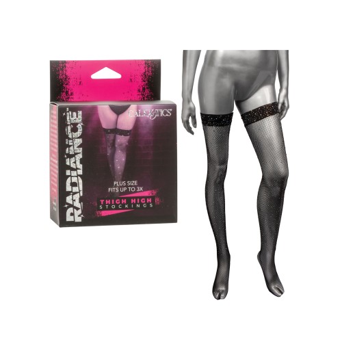 Radiance Plus Size Thigh High Stockings Black