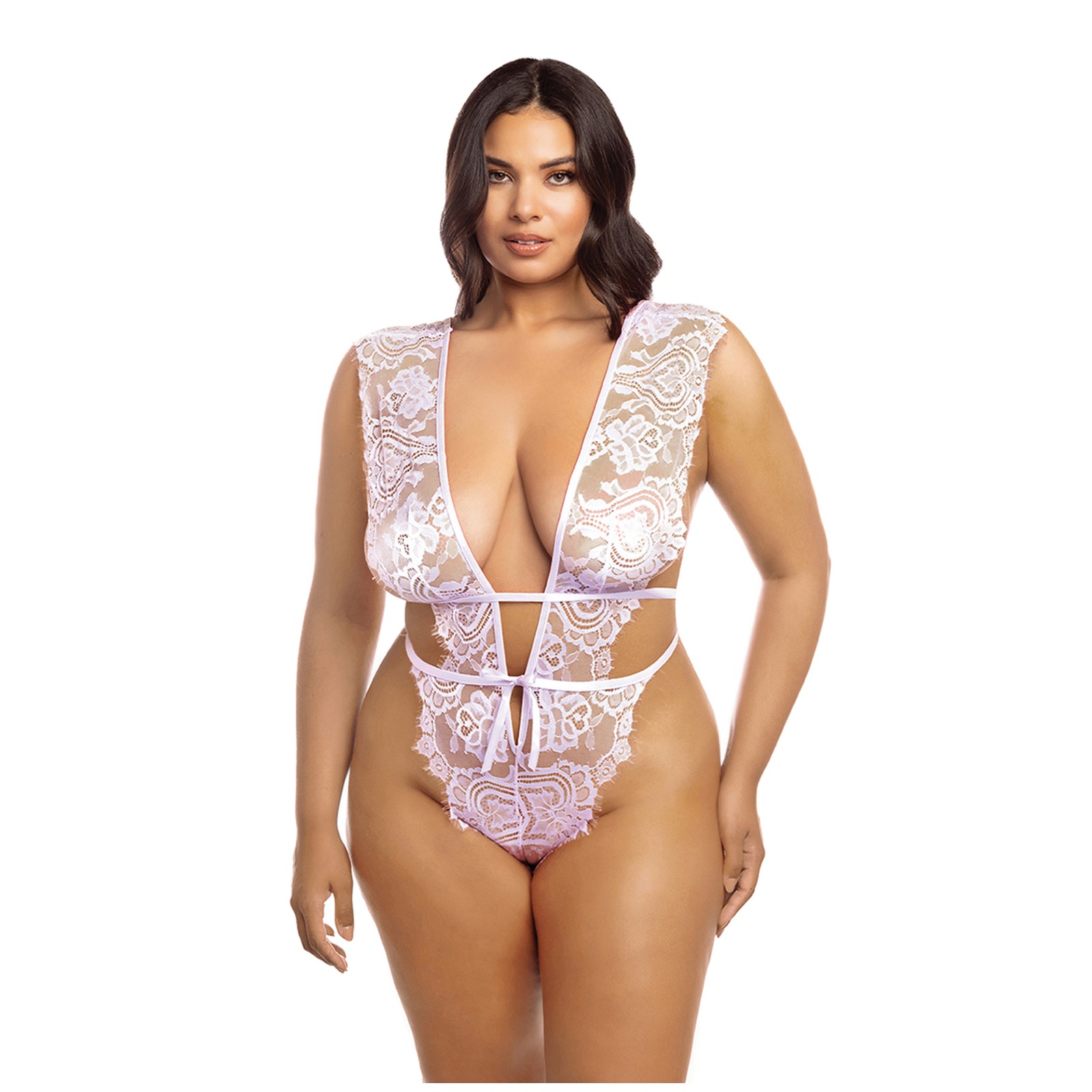 Imani Eyelash Lace Teddy Pink - Elegant Lingerie