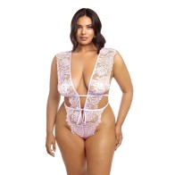 Imani Eyelash Lace Teddy Pink - Elegant Lingerie