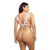 Imani Eyelash Lace Teddy Pink - Elegant Lingerie