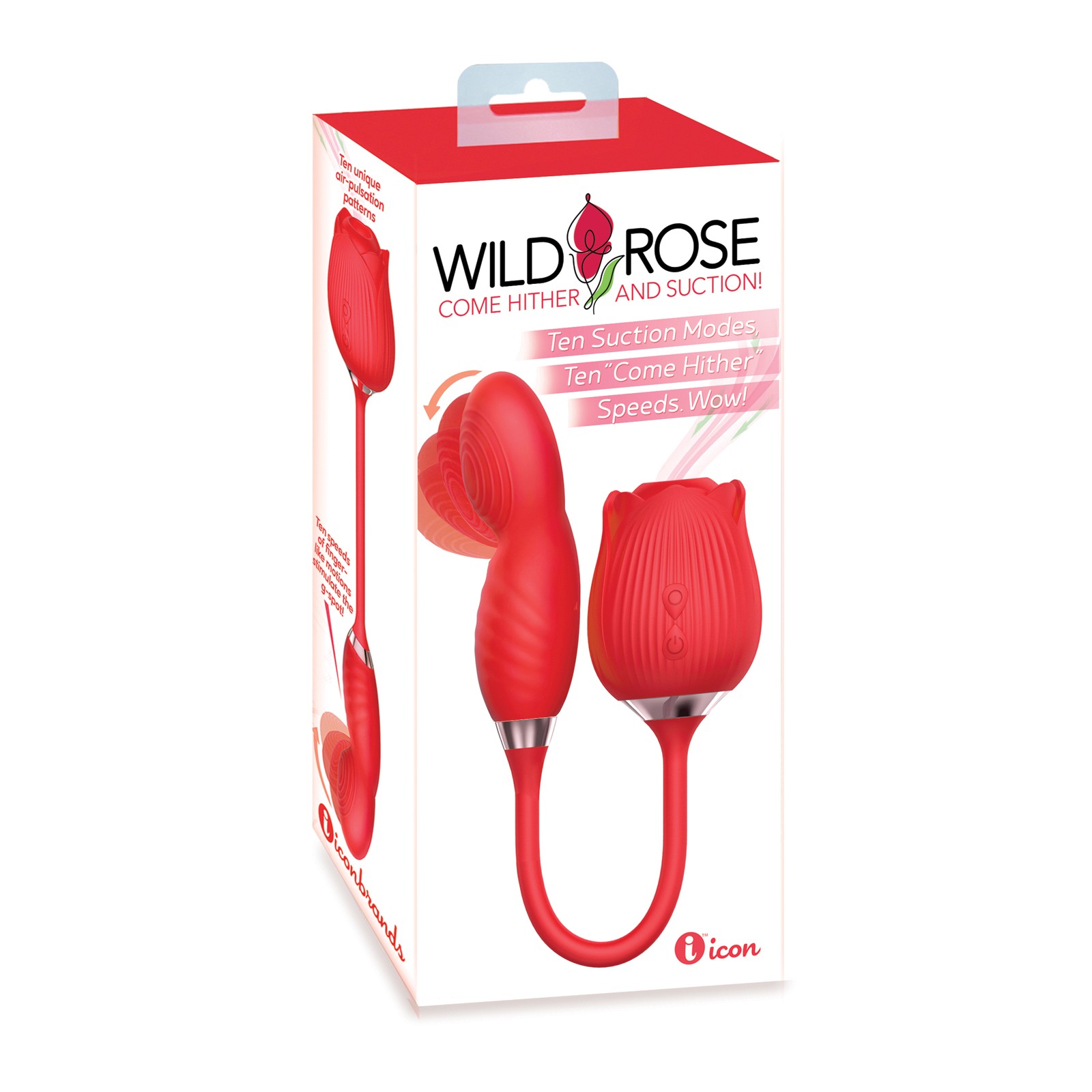 Wild Rose Suction and Come Hither Vibrator Red