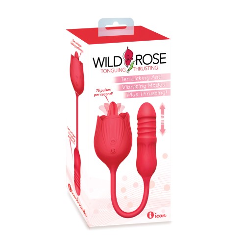 Wild Rose Licking & Thrusting Vibrator - Red