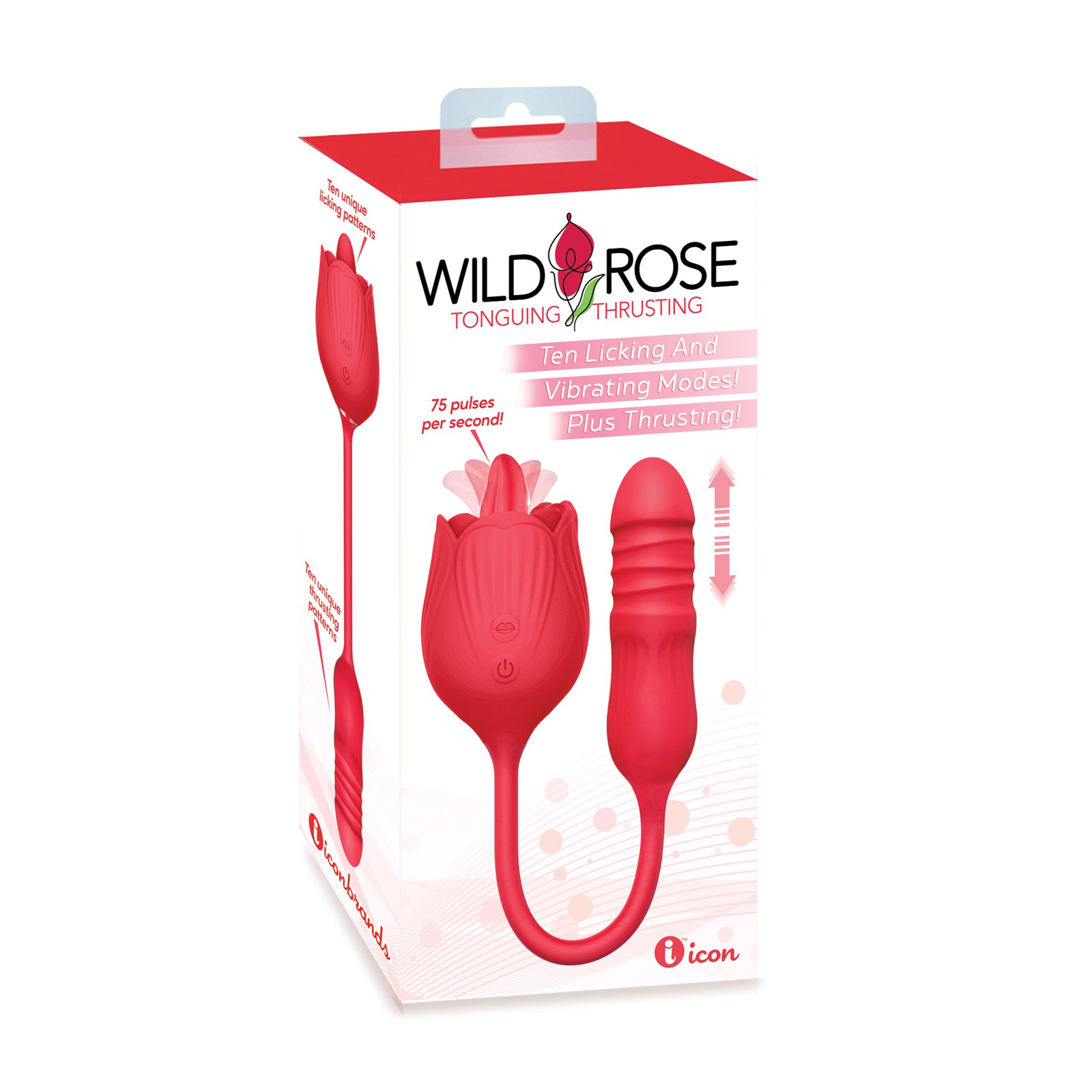 Wild Rose Licking & Thrusting Vibrator - Red