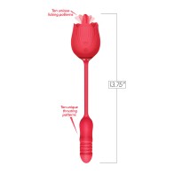 Wild Rose Licking & Thrusting Vibrator - Red