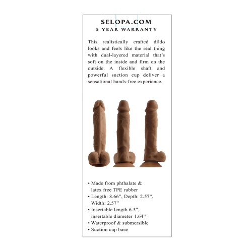 Selopa 6.5 Inch Natural Feel Dildo - Dark