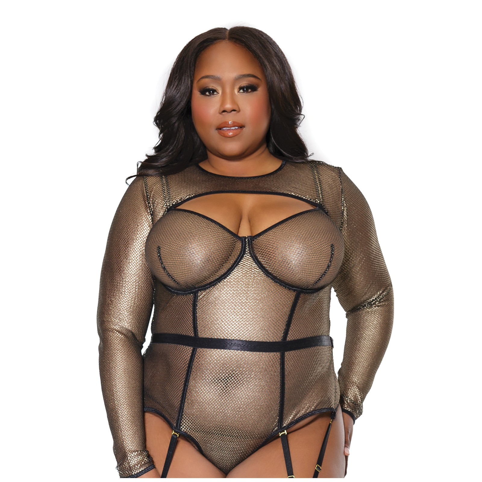 Holiday Metallic Fishnet Shrug Black Gold