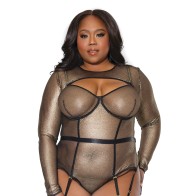 Holiday Metallic Fishnet Shrug Black Gold