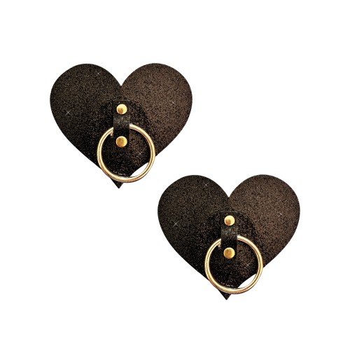 Neva Nude After Midnight Glitter Heart Pasties Black