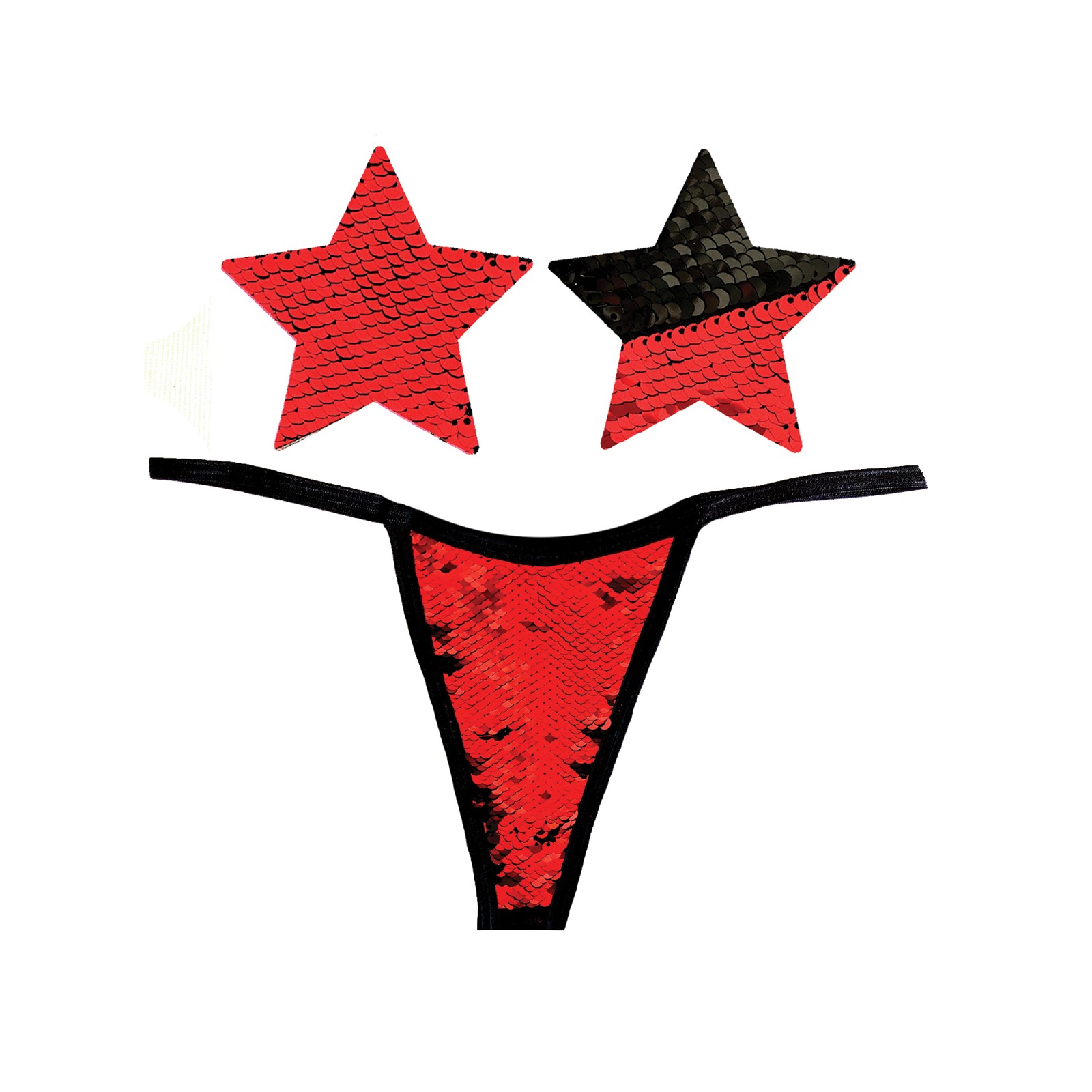 Neva Nude Naughty Knix Flip Sequin G-String Red/Black