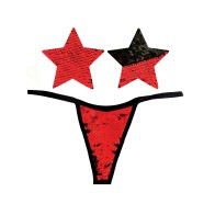 Neva Nude Naughty Knix Flip Sequin G-String Red/Black