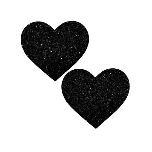 Neva Nude Glitter Heart Pasties Black QN - Bold and Beautiful