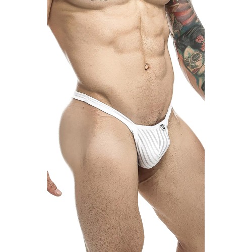 Male Basics Y Buns Thong - White Sheer