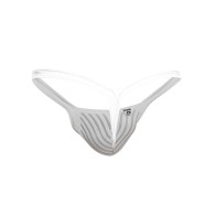 Male Basics Y Buns Thong - White Sheer