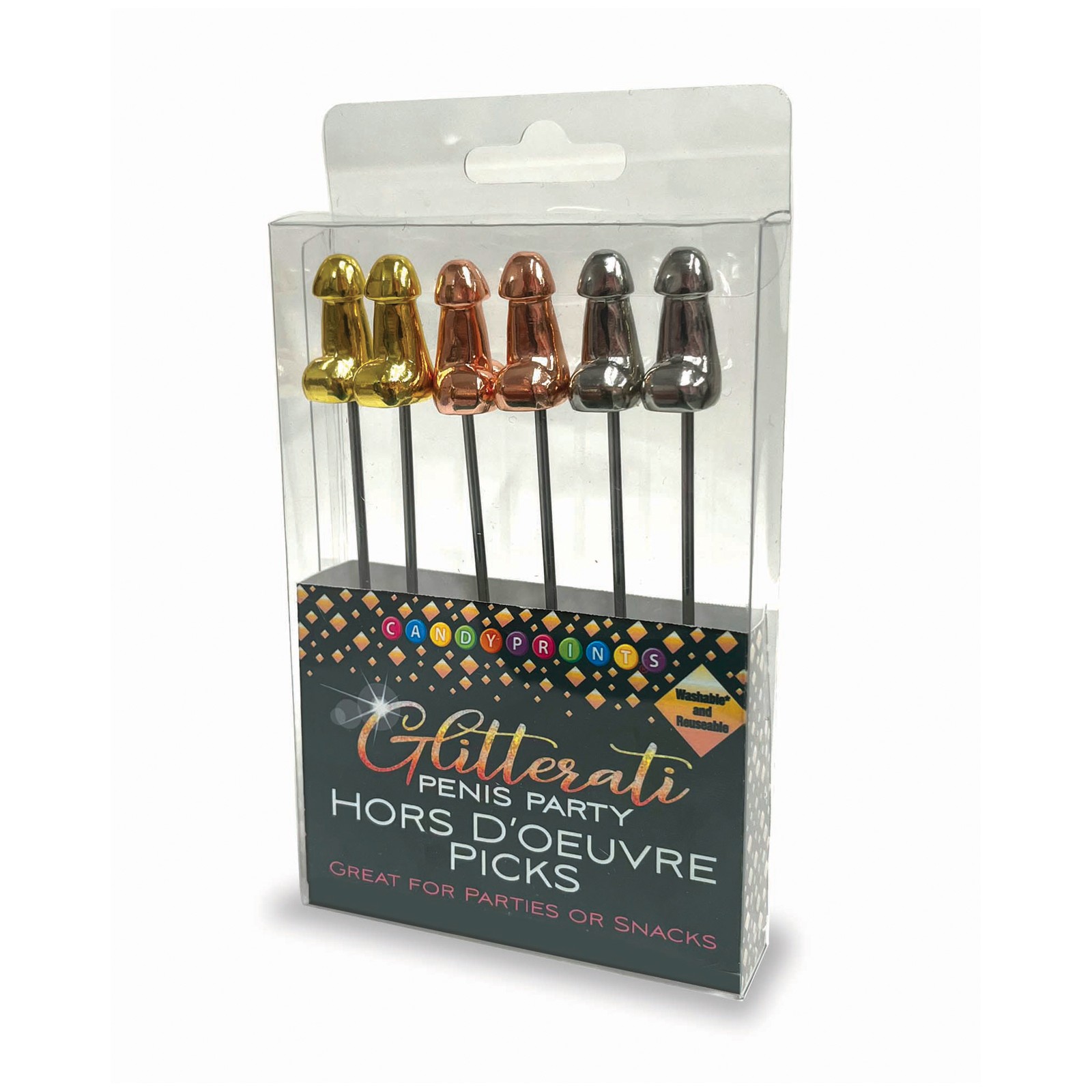 Picks de Aperitivo Glitterati con Forma de Pene - Set de 6