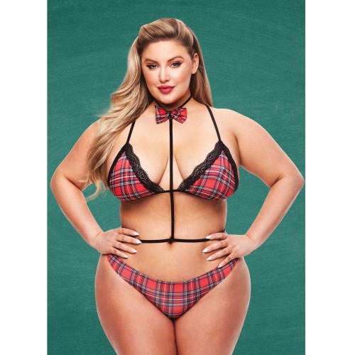 Teacher's Pet Baddie Schoolgirl Outfit - Red/Black QN