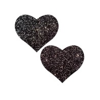 Pastease All Sparkle Heart Nipple Pasties Black