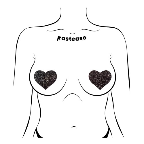 Pastease All Sparkle Heart Nipple Pasties Black