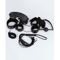 Set de Bondage Lust PU Leather 7 Pack - Negro