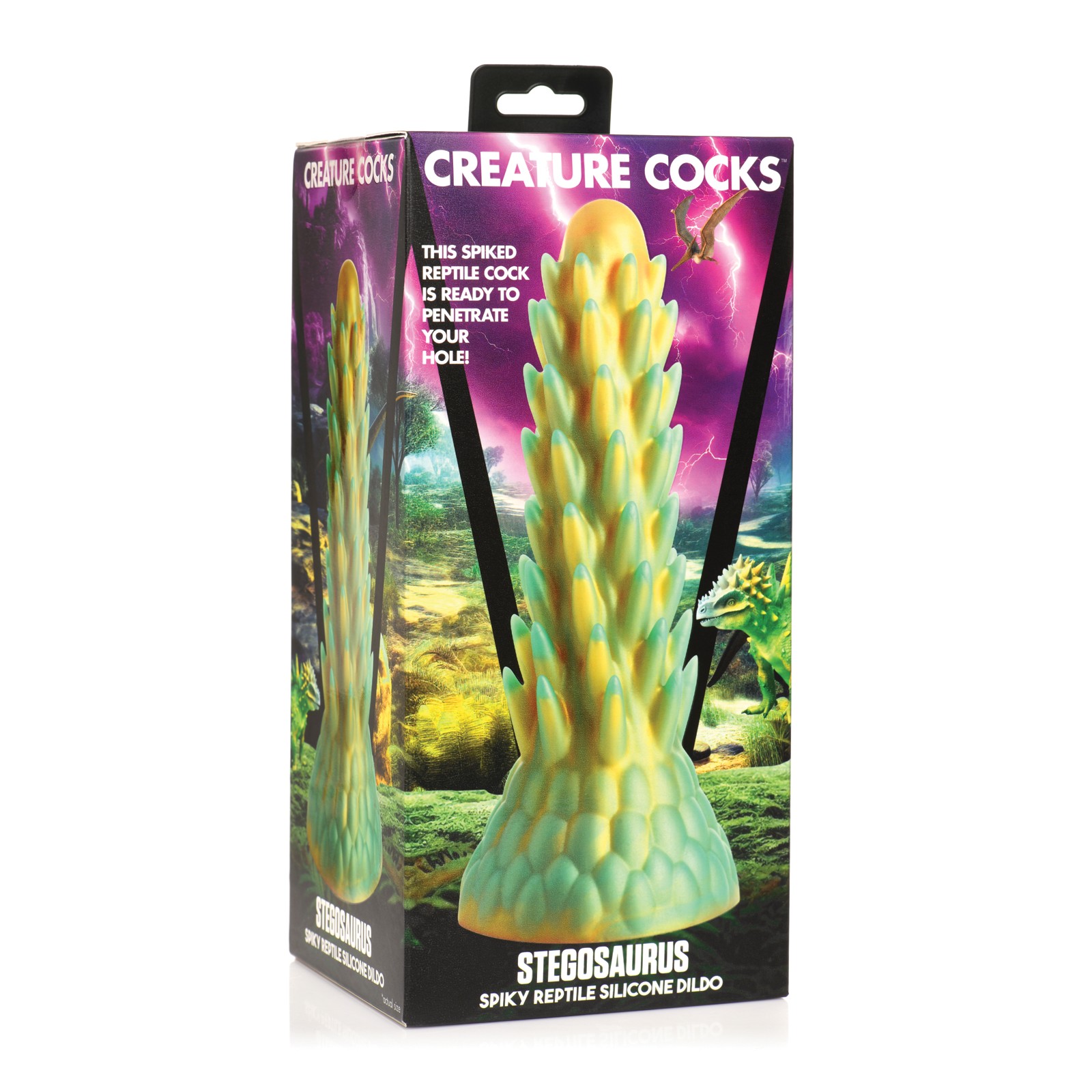 Creature Cocks Stegosaurus Spiky Dildo Teal Gold