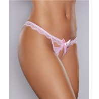 Panty Abierto de Encaje y Malla Adore Peach-y Rosa Talla Única