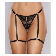 Adore Lace Thong with Garters - Flirty Lingerie