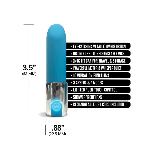 Nixie Smooch Rechargeable Lipstick Vibrator Blue Ombre