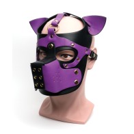 665 Bondage Pup Hood Black Purple