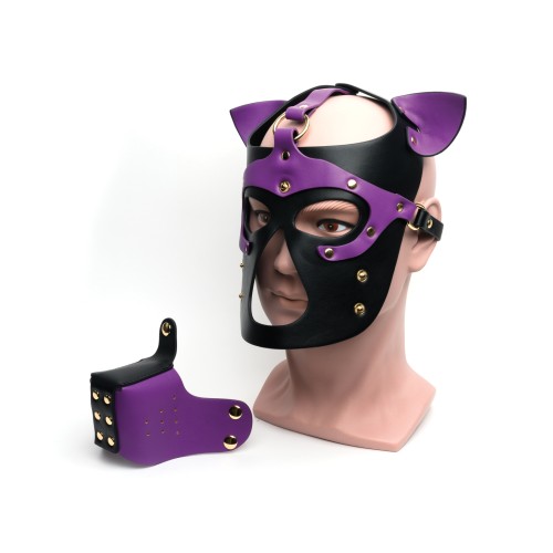 665 Bondage Pup Hood Black Purple