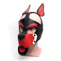 665 Playful Pup Hood Black Red White