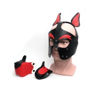 665 Playful Pup Hood Black Red White