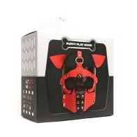 665 Playful Pup Hood Black Red White