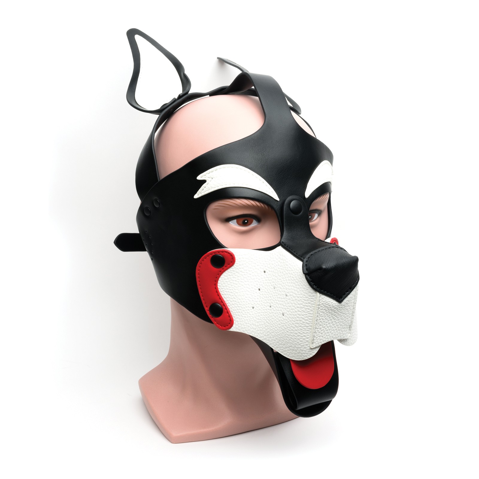 665 Playful Pup Hood Black White Red