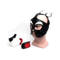 665 Playful Pup Hood Black White Red