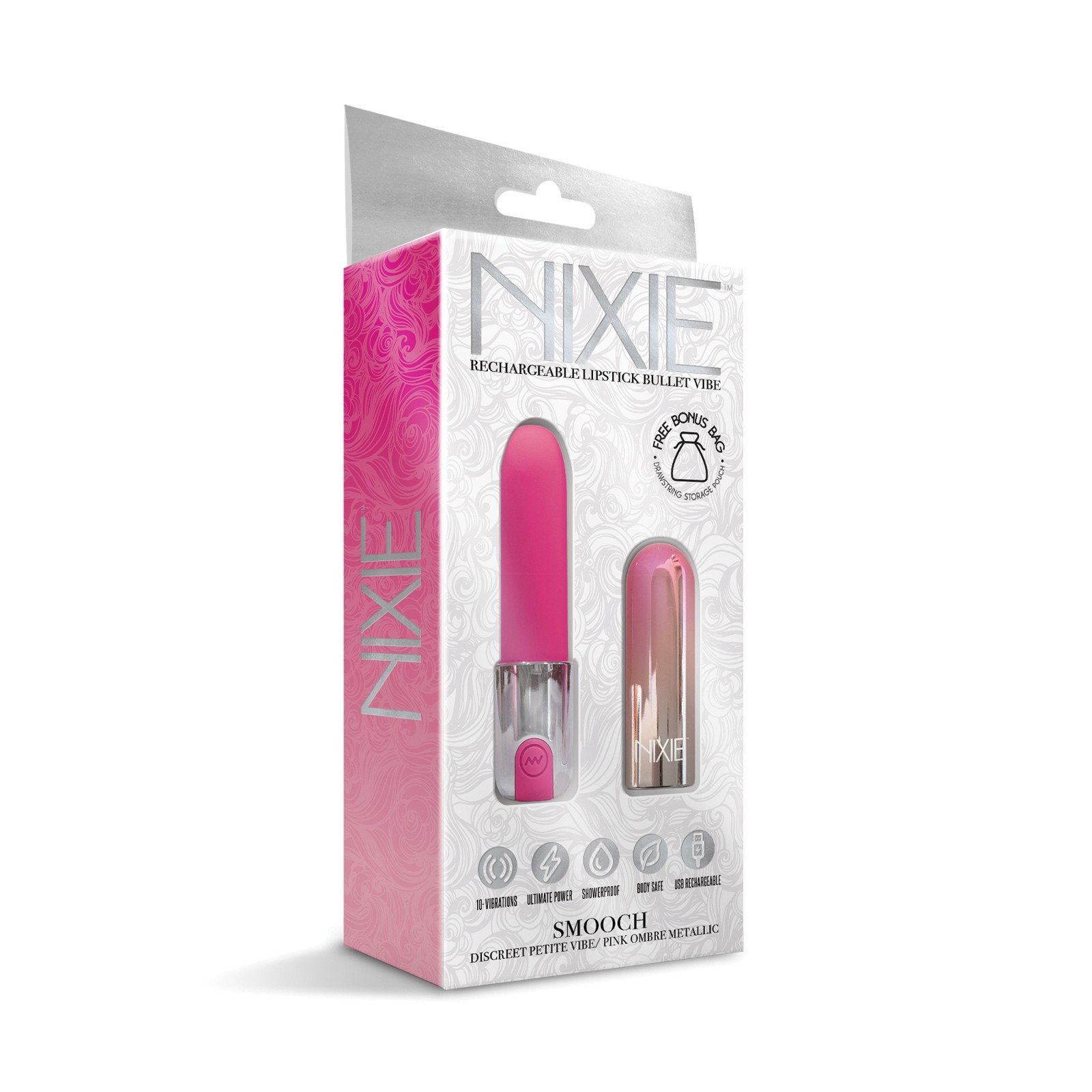 Nixie Smooch Rechargeable Lipstick Vibrator Pink Ombre