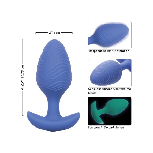 Cheeky Glow in the Dark Vibrating Butt Plug Large Blue