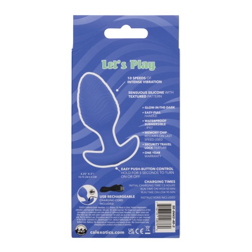 Cheeky Glow in the Dark Vibrating Butt Plug Large Blue