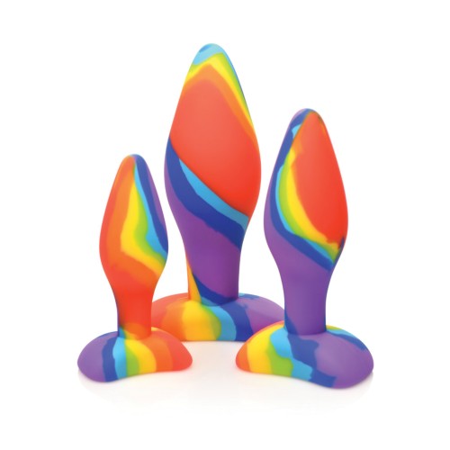 Curve Toys Rainbow Silicone Butt Plug Set - Personal Pleasure